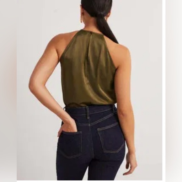 NWT BODEN Strappy Halterneck Satin Blouse Top in Watermelon Pink Size 10/Medium - Picture 4 of 15